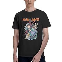 Anime T Shirts Made in Abyss Riko Man's Summer Cotton Tee Crew Neck Short Sleeve T-Shirt Black
