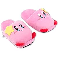 Pink Puff Ball Slipper | Cute Anime Video Game Smash Star Allies Forgotten Land | Plush Pastel Fuzzy Slip On House Shoes One Size Adult Women Medium