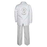 Baby Boy Kid Baptism White Paisley Tuxedo All Silver Virgin Mary Pope Back Sm-7