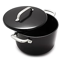 GreenPan GP5 Hard Anodized Advanced Healthy Ceramic Nonstick, 8QT Stock Pot with Insulated Lid, PFAS-Free, Induction, Dishwasher Safe, Oven & Broiler Safe, Black