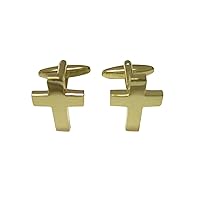 Gold Toned Thick Classic Religious Cross Cufflinks