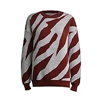 Fall Sweatshirts for Women Stripe Personalized Fashion Knitted Pullover Crew Neck Knit Hoodies with Zipper