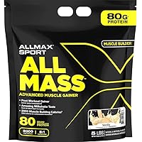 ALLMAX ALLMASS, Vanilla - 5 lb - Advanced Muscle Gainer - Up to 80 Grams of Protein Per Serving - 5:1 Carb-to-Protein Ratio - Zero Trans Fat - Up to 24 Servings