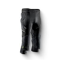 Storelli ExoShield Goalkeeper 3/4 Pants, High-Impact Protection, Sweat-Wicking, UV-Resistant Athletic Bottoms for Soccer & Heavy-Duty Sports, Black, Small