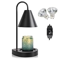 Candle Warmer Lamp - Dimmable Candle Lamp Warmer Electric with 2 Bulbs, Scented Wax Melter Warming Lamps No Smoke, Compatible with Various Candle Jars, Home Decor Gifts, Black Small Bedside Lamp