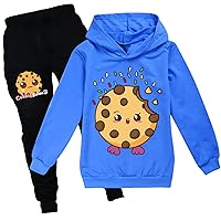 Girls Fall Winter Casual Lightweight 2 Piece Sets Kids Cookie Swirl C Sweatshirts and Pants Sets Soft Baggy Hoodies
