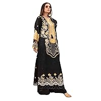 Black Heavy Embroidered Lawn Cotton Indian Pakistani Muslim Women Festival wear palazzo salwar kameez 1551