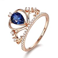 Vintage Antique Natural Pear Sapphire Gemstone Wedding Engagement Diamond for Fashion Women Band Ring 14K Solid Rose Gold for Women