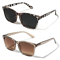 TIJN Square Polarized Sunglasses Bundle of Leopard and Brown
