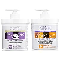 Advanced Clinicals Hyaluronic Acid Hydrating Cream + Vitamin C Brightening Cream Set