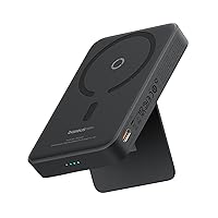 Baseus Battery Pack for Magsafe, 5000mAh Wireless Portable Charger PD 20W Fast Charging with Stand and USB-C, Magnetic Power Bank for iPhone 15/14/13/12 Pro/Pro Max/Plus/Mini (Black)