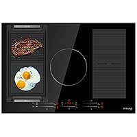 GASLAND Chef 30 Inch Induction Cooktop 5 Burners with Griddle, Rectangular 2-in-1 Cast Iron Grill Pan, Non-Stick & Non-Rust Coating,Built-in Electric Cooktop with Sensor Touch Control, Safety Lock
