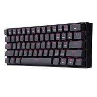(Renewed) Redragon K630 Dragonborn 60% Wired Pink Single Lighting Gaming Keyboard, 61 Keys Compact Mechanical Keyboard with Brown Switch, Pro Driver Support, Black