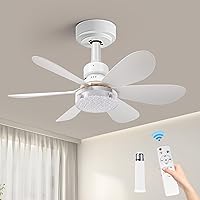 Ceiling Fans with Lights and Remote, 20.5” Dimmable E26 Base Screw in Socket Ceiling Fan Light, Small Ceiling Fan with 1 Socket Extender for Bedroom, Living Room, Laundry, Garage