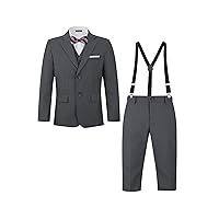 MAGE MALE Boys Multiple Colour Formal Dress Suits 3 Piece Slim Fit Dresswear Suit Set with Kids Suspenders