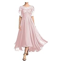 Women's Beaded Lace Appliques Mother of Bride Dresses Ankle Mother of Groom Wedding Guest Evening Gowns