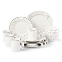 Kate Spade New York Charlotte Street West 16-Piece Dinnerware Set, 15.75 LB, Taupe/Grey