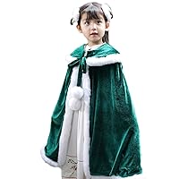 Kids Girls Long Christmas Cape Hood Cloak Cosplay Costume Winter Robe