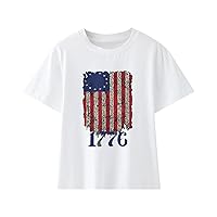 Boys Thermal Sports Summer Toddler Boys Girls Short Sleeve Independence Day Letter Prints T Shirt Tops Boys Athletic Shirts