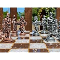 Large Chess Set Antique Pegasus Bronze Chess Pieces Handmade Wooden Chess Board, Gift Idea for Dad, Husband, Son and Anyone for Birthday, Anniversary