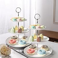 2 Pack 3 Tier Cupcake Stand, Tiered Serving Cake Stand, Plastic White Dessert Stand, Weddings Parties Pastry Serving Tray