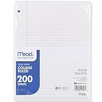 Mead Loose Leaf Paper, Notebook Paper, College Ruled Filler Paper, Standard, 8 x 10.5, 200 Sheets (15326), White