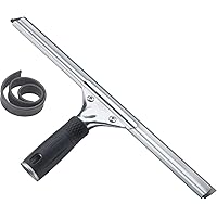 Unger Professional 12” Stainless Steel Window & Glass Cleaning Squeegee with Replacement Rubber - Cleaning Supplies, Heavy Duty Squeegee for Window Cleaning, Streak Free Results
