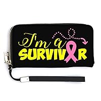 Breast Cancer Survivors Women's Wristlet Clutch Purse Handheld Wallet Travel Handbag with Credit Card Holder for Men