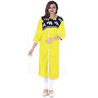 Yellow Color Long Dress with Pippin Ethnic Women's Wedding War Tunic Maxi Dress Plus Size(6XL)