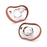 Nanobebe Baby Pacifiers 0-3 Month - Orthodontic, Curves Comfortably with Face Contour, Award Winning for Breastfeeding Babies, 100% Silicone - BPA Free. Perfect Baby Registry Gift 2pk, Clay