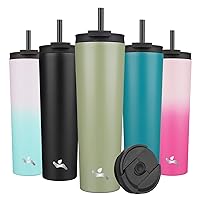 34OZ Insulated Tumbler with Lid and 2 Straws Stainless Steel Water Bottle Vacuum Travel Mug Coffee Cup,ArmyGreen