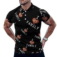 I Love My Family Mens Polo Shirt Collared Short Sleeve T Shirt Slim Fit Golf Shirt Casual Tee Top