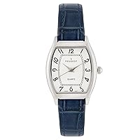 Peugeot Women Fashion Silver Cushion Shape Watch with Arabic Numerals and Genuine Leather Strap