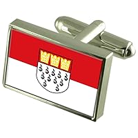 Cologne City Germany Sterling Silver Flag Cufflinks Engraved Box