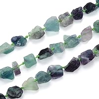 2 Strands Adabele Natural Raw Purple Green Fluorite Crystal Nugget Rough Gems Stone (30 Inch Total) Chakras Healing Gemstone Loose Beads GA-C9
