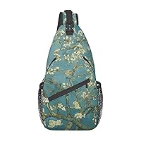 Almond Blossom Sling Backpack, Multipurpose Travel Hiking Daypack Rope Crossbody Shoulder Bag
