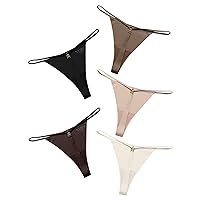 V String Micro Thong Cotton G String Seamless Sexy High Waisted for Women 3  Pack(Nude/Black/Pink)