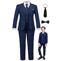 Boys Suit Slim Fit 6 Piece Formal Toddler Suits Set Kids Tuxedo Suits for Wedding Prom Teen Boy Dress Outfit