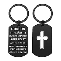 Godson Keychains Baptism Gifts, Confirmation Gifts for Boys, Christening Cross Gifts for Godson