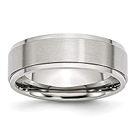 The Black Bow 7mm Stainless Steel Brushed Center Ridged Edge Standard Fit Band