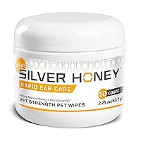 Silver Honey Rapid Ear Care Vet Strength Pet Wipes, 50ct, Manuka Honey & MicroSilver BG