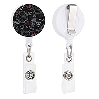 Mystic Symbols and Human Hand Funny Badge Holder with Retractable Reel Clip PP Plastic Id Badges Lanyard for Nurse Doctor Office