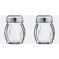 Tezzorio (Set of 2) 6-Ounce Polycarbonate Cheese Shaker with Perforated Top, Swirl Cheese Shakers with Stainless Steel Lids, Restaurant Cheese and Spices Shakers
