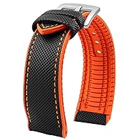 Theo Hybrid Nylon & FKM Rubber Performance Watch Band- Replacement Watch Bands Quality Waterproof- Watch Straps for Men & Women- Deployment Clasp Pin Buckle- Compatible with Most Watches- 22mm, 24mm
