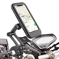 BOHISEN Motorcycle Phone Mount Waterproof Sensitive Touch Screen Hard Shell Phone Case Holder Anti-Theft Phone Holder with Aluminum Handlebar Mounting Base for 6.7