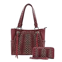 Leather Tote Bag Western Style Shoulder Bag Handbag and Purse for Women