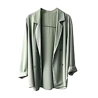 Womens Casual Flowy Blazer Jackets Oversized Open Front Long Sleeve Work Office Suit Jackets Lapel Button Tops