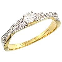 14k Gold Diamond Engagment Ring 0.26 cttw Brilliant Cut Diamonds, 1/8 in. wide