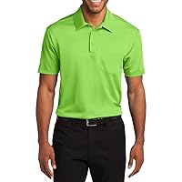 Men's Short Sleeves Silk Touch Performance Pocket Polo Shirt 4-Ounce, 100% Polyester Self-Fabric Collar Men