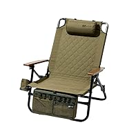 WAQ Reclining Low Chair WAQ-RLC1 Folding Chair Recliner Outdoor Bonfire Iron Drink Holder (OLIVE)